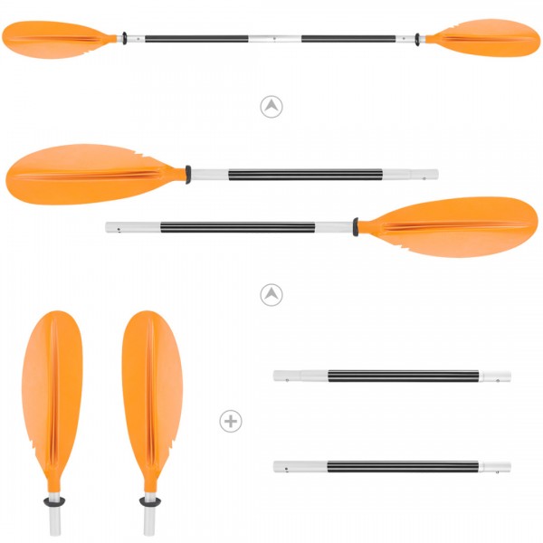 HEIMUNI Kayak Paddle 222cm Aluminum Sup Paddle Super Lightweight with Reinforced Fiberglass Blades, Sup Paddle 4 Parts Adjustable Kayaking Paddles Orange
