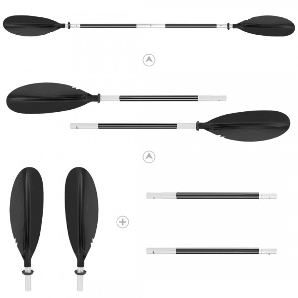HEIMUNI Kayak Paddle 222cm Aluminum Sup Paddle Super Lightweight with Reinforced Fiberglass Blades, Sup Paddle 4 Parts Adjustable Kayaking Paddles Black