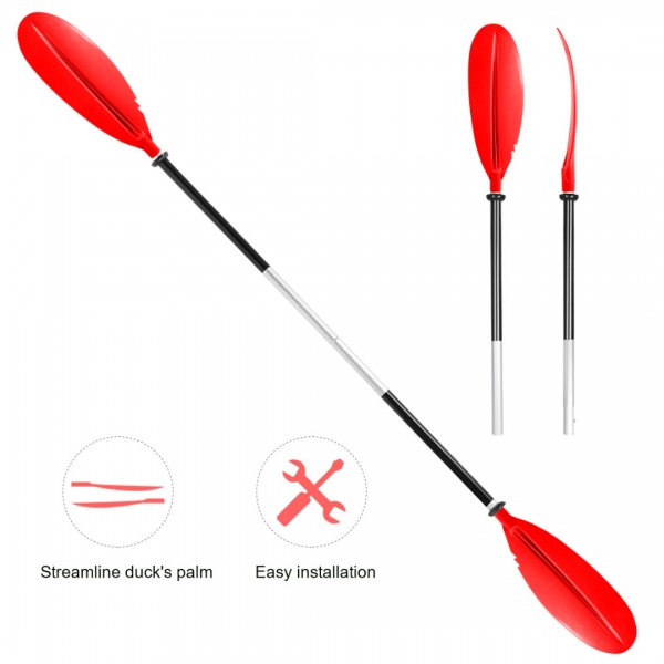 HEIMUNI Kayak Paddle Aluminum, Sup Paddle 222 cm Two-Piece Adjustable Kayaking Paddles Red