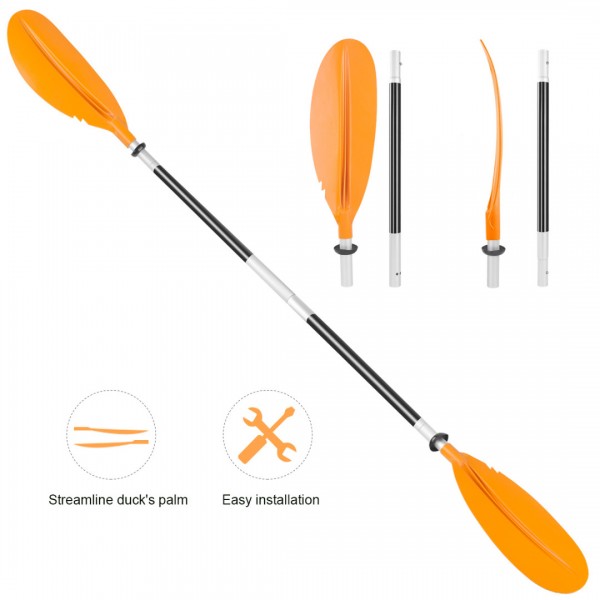 HEIMUNI Kayak Paddle 222cm Aluminum Sup Paddle Super Lightweight with Reinforced Fiberglass Blades, Sup Paddle 4 Parts Adjustable Kayaking Paddles Orange
