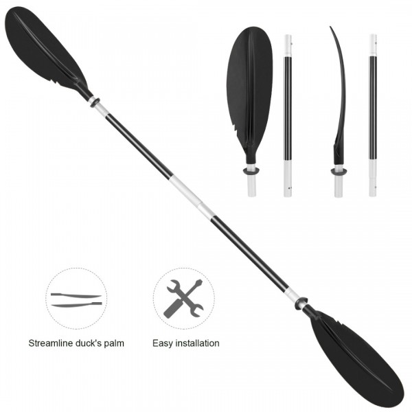 HEIMUNI Kayak Paddle 222cm Aluminum Sup Paddle Super Lightweight with Reinforced Fiberglass Blades, Sup Paddle 4 Parts Adjustable Kayaking Paddles Black