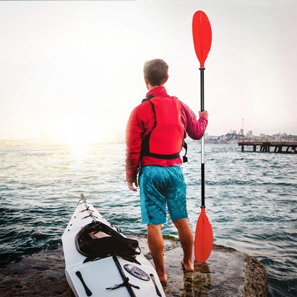HEIMUNI Kayaks Wave Asymmetrical Double Ended Oars Kayak Paddles Aluminum 222cm Portable Detachable Swirl Paddle (2 part)