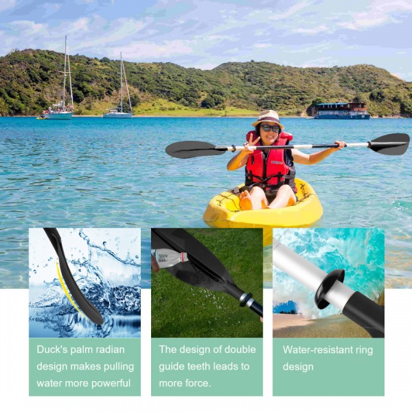 HEIMUNI Kayak Paddle 222cm Aluminum Sup Paddle Super Lightweight with Reinforced Fiberglass Blades, Sup Paddle 4 Parts Adjustable Kayaking Paddles Black