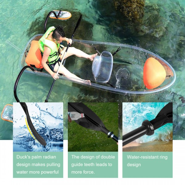 HEIMUNI Doppelpaddel Kajak Paddel, Kanu Paddel Aluminium Sup Doppelpaddel 222cm Stechpaddel Super Leicht für Schlauchboot, Kanu, Kanadier Boot Ruderboot Schwarz