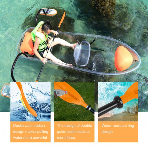 HEIMUNI Doppelpaddel Kajak Paddel, Kanu Paddel Aluminium Sup Doppelpaddel 222cm Stechpaddel Super Leicht für Schlauchboot, Kanu, Kanadier Boot Ruderboot Orange