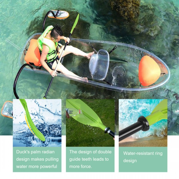 HEIMUNI Kayak Paddle Oar Aluminum Alloy Adjustable Portable Detachable Paddles Oars for Inflatable Boat Kayak Green