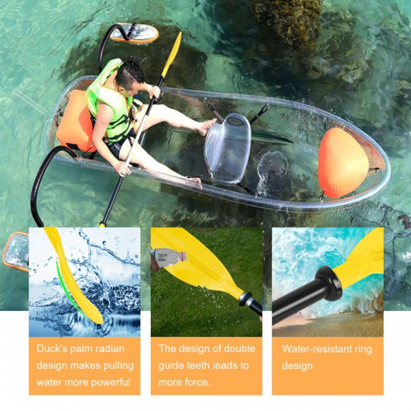 HEIMUNI Doppelpaddel Kajak Paddel, Kanu Paddel Aluminium Sup Doppelpaddel 222cm Stechpaddel Super Leicht für Schlauchboot, Kanu, Kanadier Boot Ruderboot Gelb