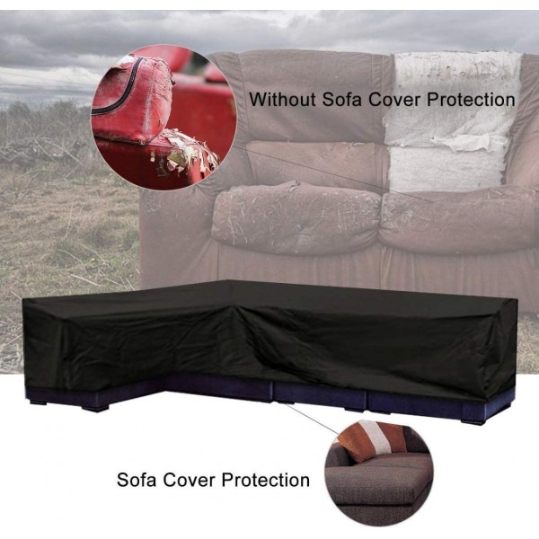 HEIMUNI Garden V-Shape Furniture Cover Waterproof, 420D Heavy Duty Oxford Fabric Outdoor Rattan Corner Sofa Cover with Waterproof Tape (215 * 215 * 87cm)
