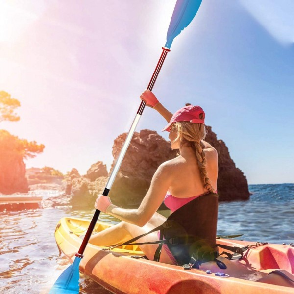 HEIMUNI Kayak Paddle Oar Aluminum Alloy Adjustable Portable Detachable Paddles Oars for Inflatable Boat Kayak Blue