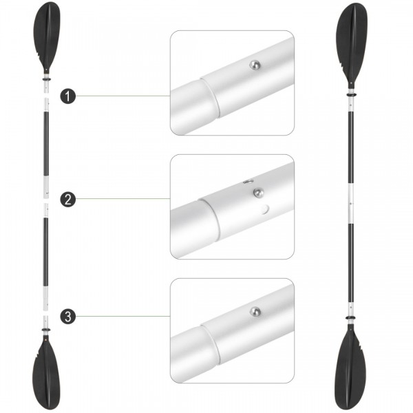 HEIMUNI Kayak Paddle 222cm Aluminum Sup Paddle Super Lightweight with Reinforced Fiberglass Blades, Sup Paddle 4 Parts Adjustable Kayaking Paddles Black