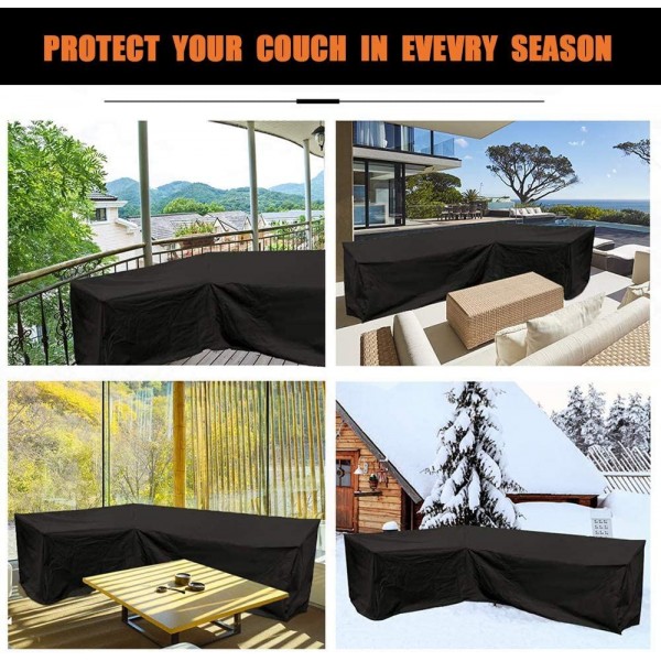 HEIMUNI Garden V-Shape Furniture Cover Waterproof, 420D Heavy Duty Oxford Fabric Outdoor Rattan Corner Sofa Cover with Waterproof Tape (215 * 215 * 87cm)
