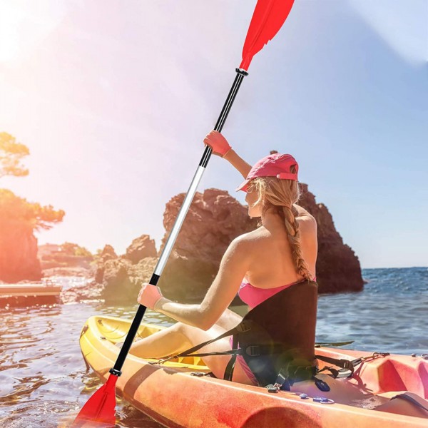 HEIMUNI Kayaks Wave Asymmetrical Double Ended Oars Kayak Paddles Aluminum 222cm Portable Detachable Swirl Paddle (2 part)