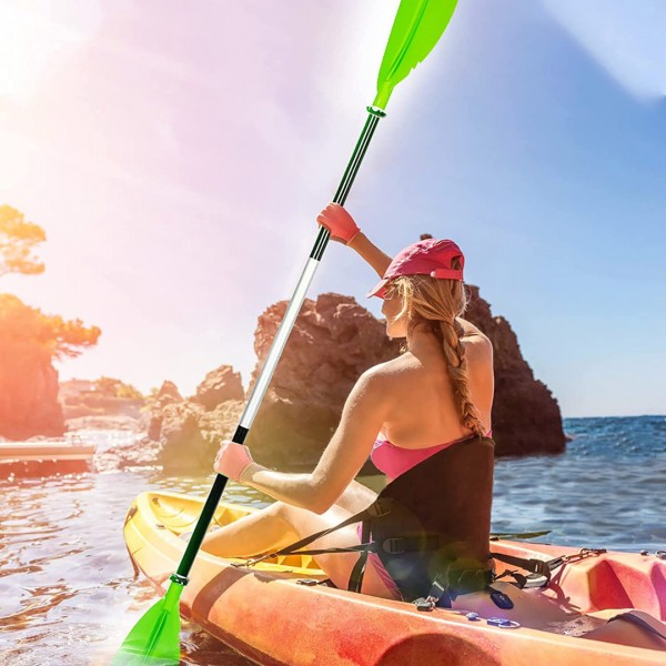 HEIMUNI Kayak Paddle Oar Aluminum Alloy Adjustable Portable Detachable Paddles Oars for Inflatable Boat Kayak Green